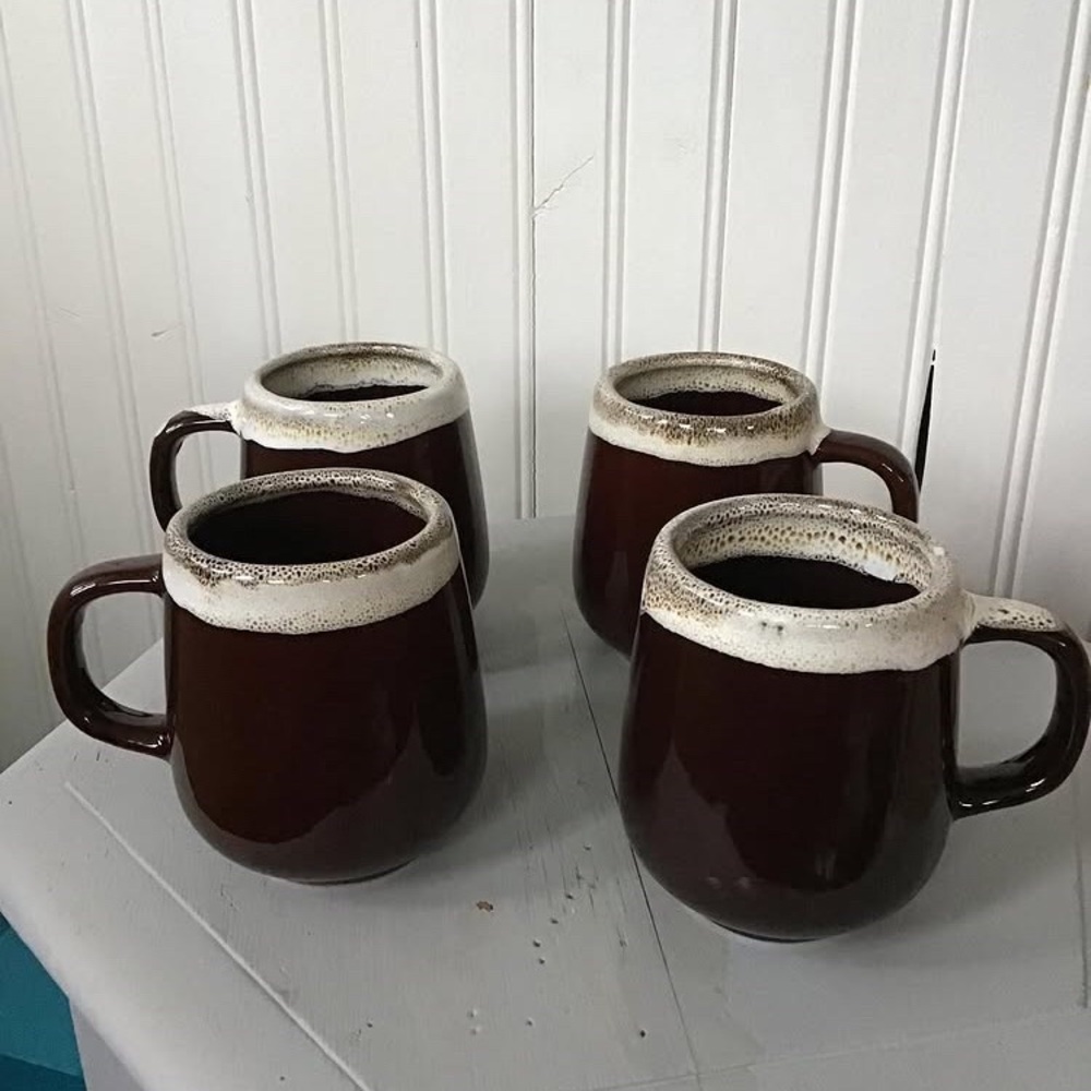 1960s glazed drip mugs